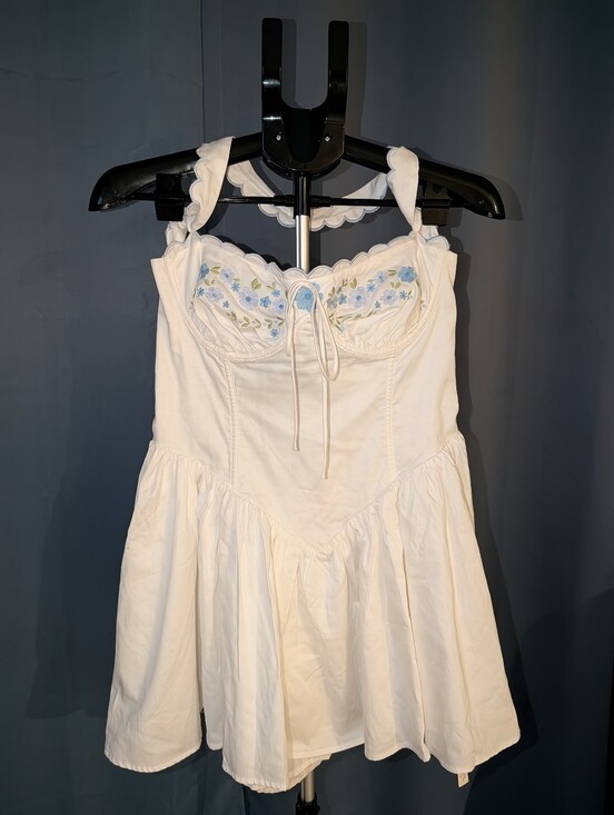For Love And Lemons Dresses & Skirts - For Love & Lemons White Mini Dress with Blue Trim